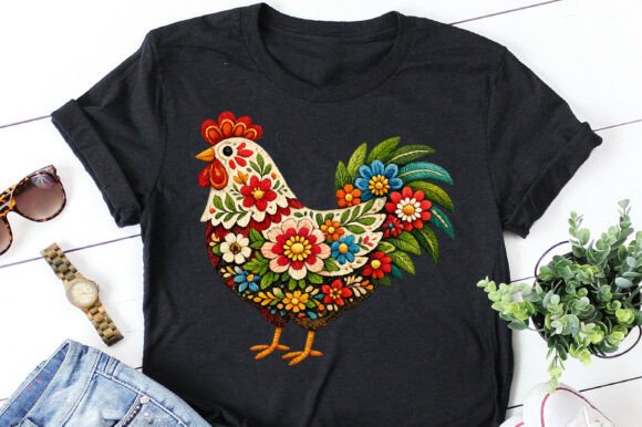 Review: Floral Chicken Embroidery PNG for T-Shirts