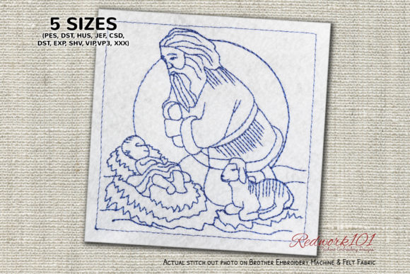 Santa with Baby Jesus Redwork: A Heartfelt Holiday Design